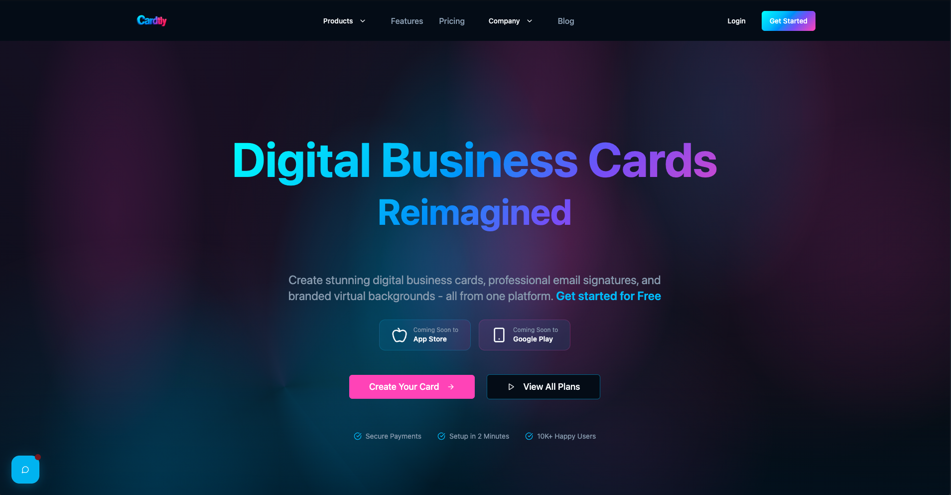 Cardtly digital business cards platform - Web design by Yireh Pretoria