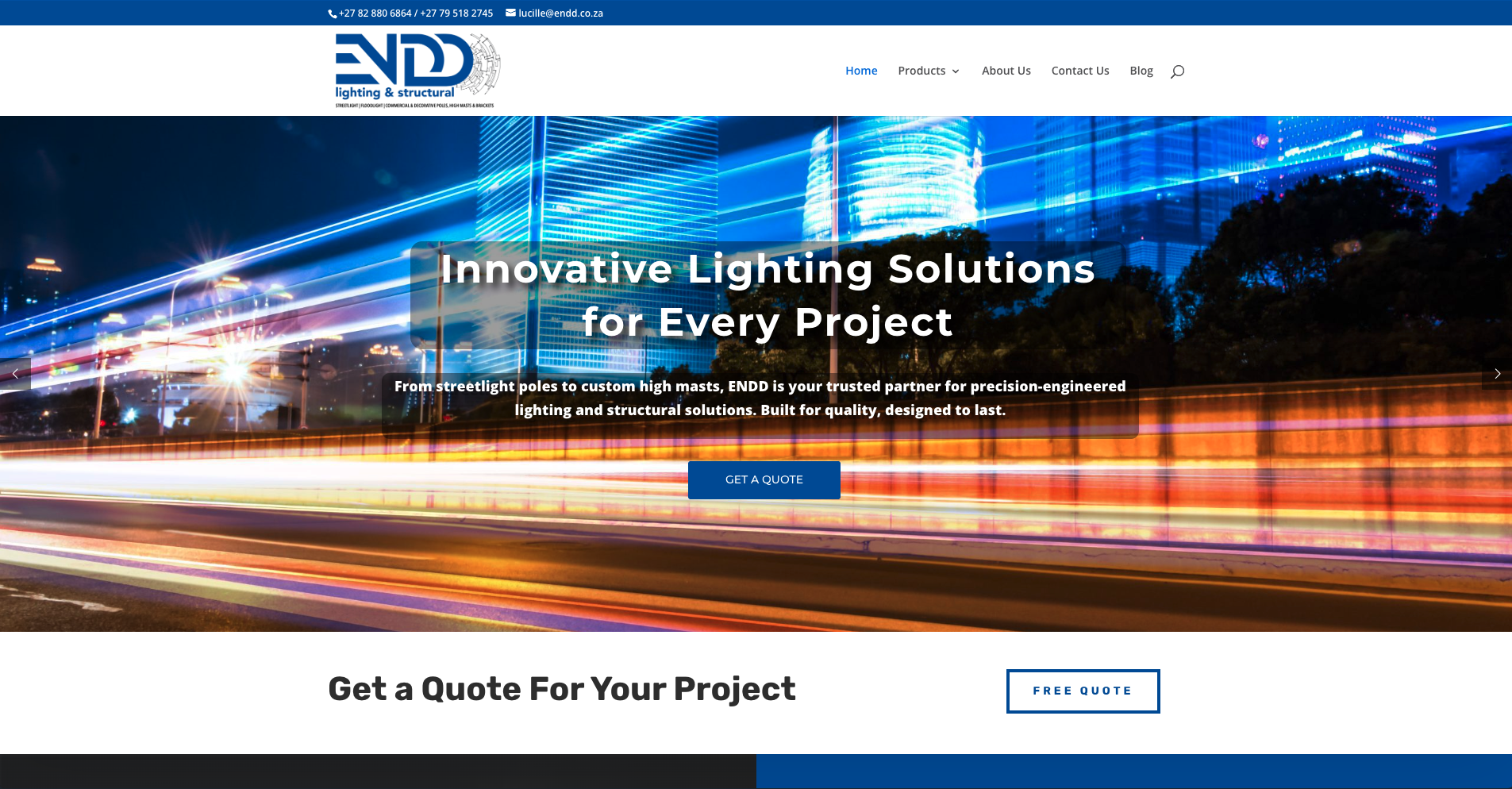 ENDD Lighting and Structural website - Industrial web design Pretoria