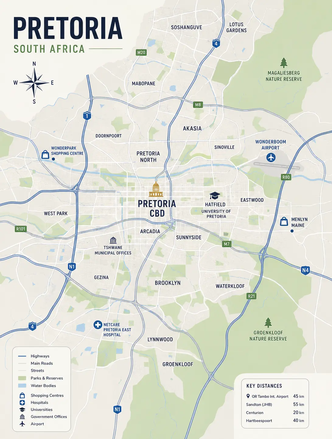 Pretoria suburbs served by Yireh Business Solutions